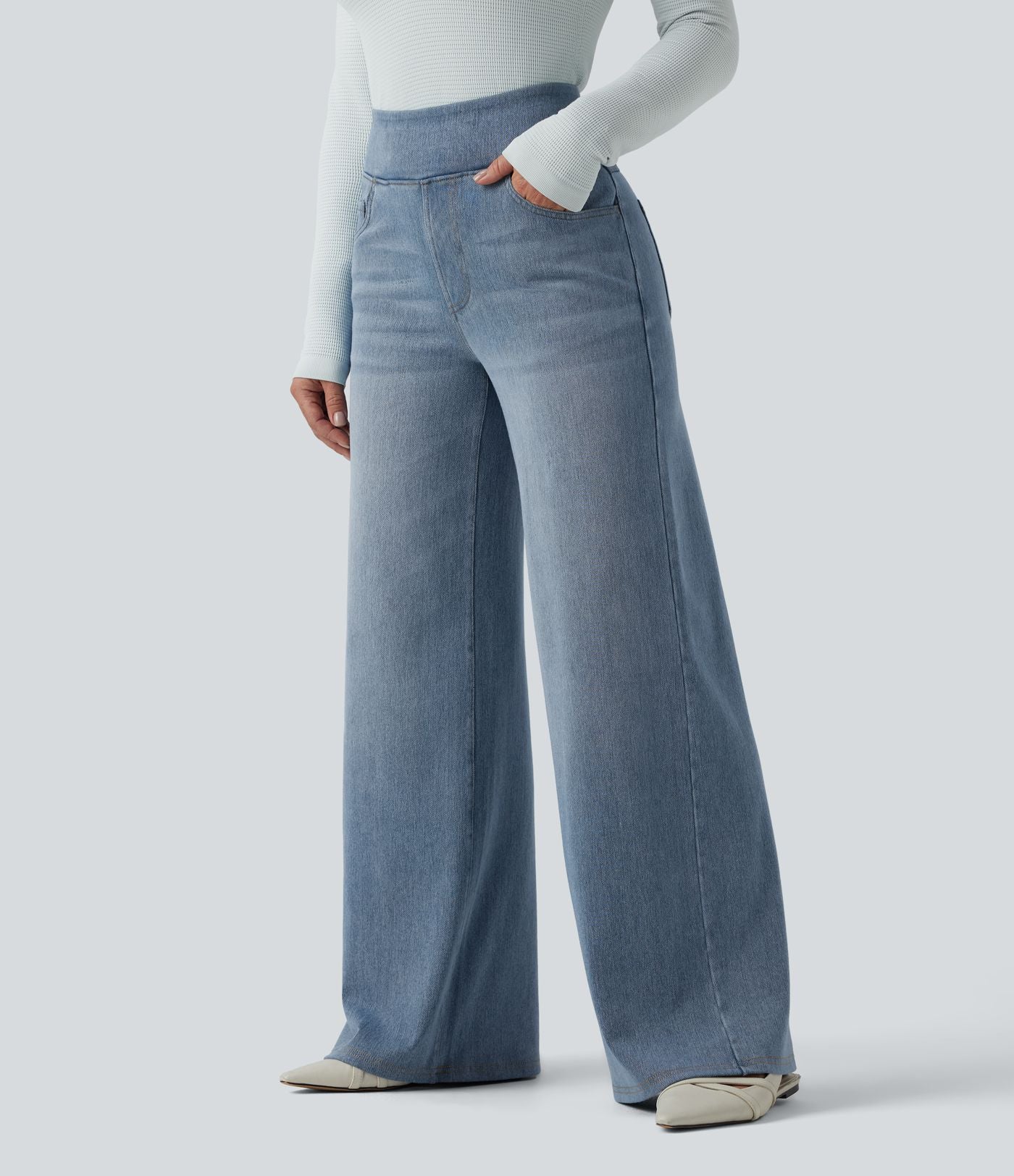 Halara Flex™ Denim Heat Jean large casual taille haute avec poches