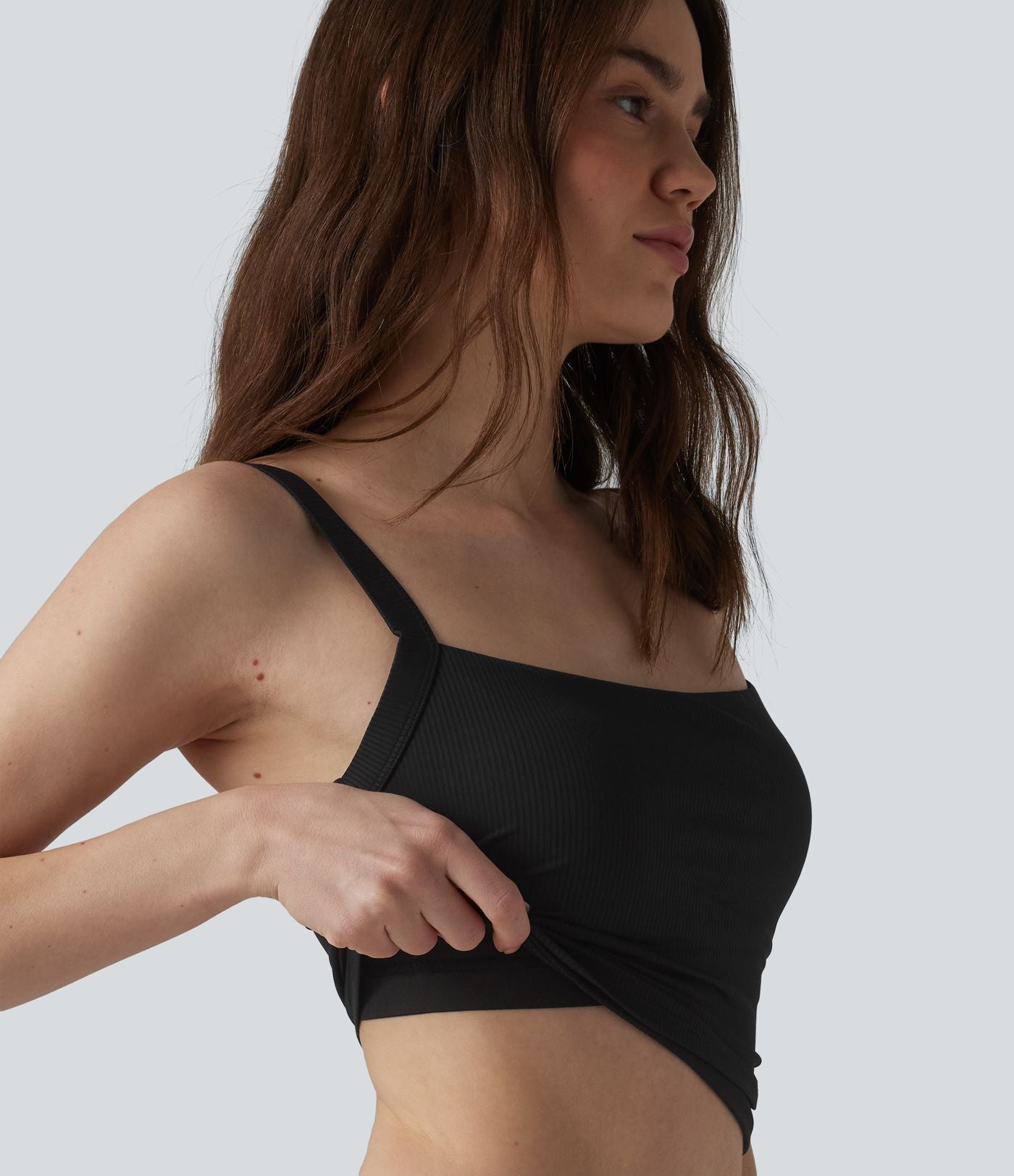 Débardeur décontracté en maille côtelée, doux au toucher, anti-odeurs, bretelles réglables, brassière intégrée, protection solaire UPF40+