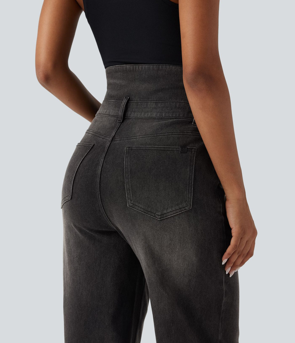 Jean décontracté Halara Flex™ jambe droite taille haute rabattable avec poches