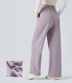 Pantalon baggy taille haute avec cordon de serrage et poches