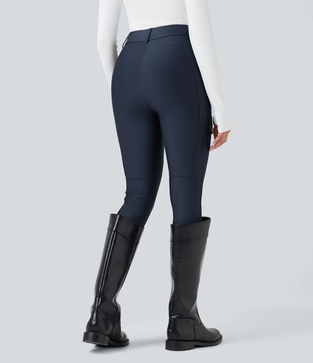 Legging 7/8 brillant taille haute avec poches