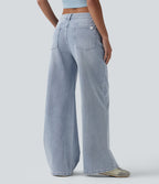 Jean Halara Flex™ mi-taille large ample délavé décontracté avec poches