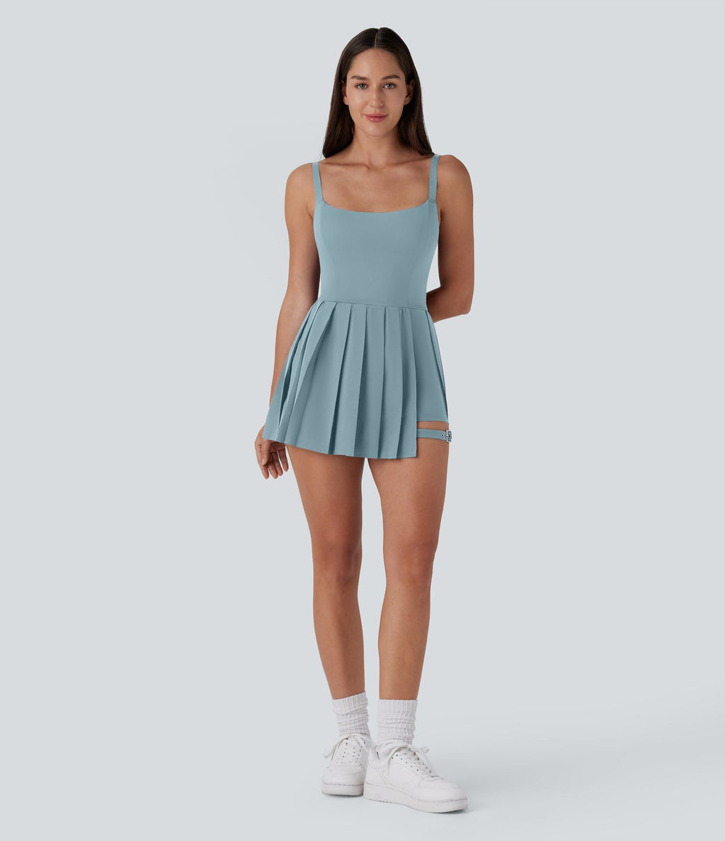 Breezeful™ Robe bain de soleil plissée à boucle ajustable 2-en-1 avec poche latérale séchage rapide micro-courte décontractée