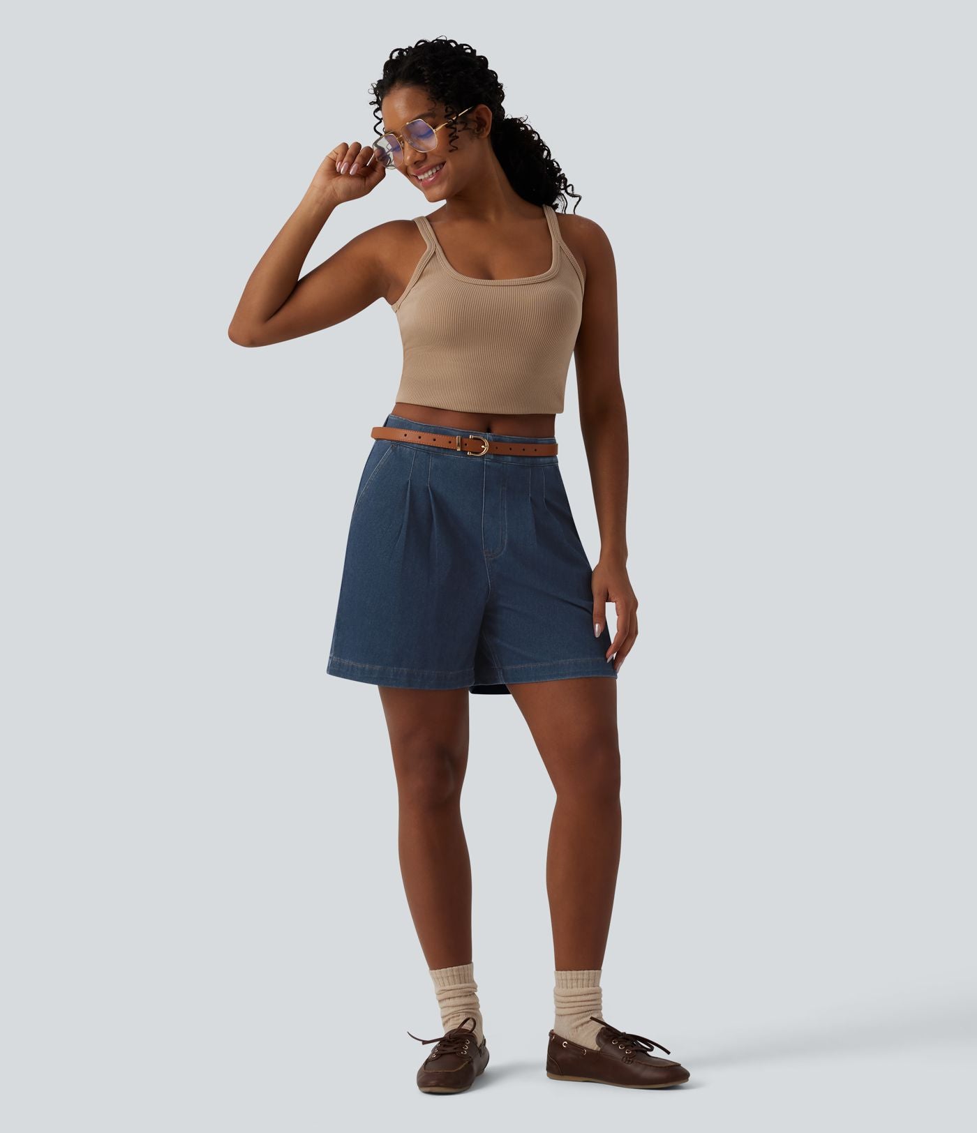 Bermuda en jean Halara Flex™ casual taille mi-haute avec poches