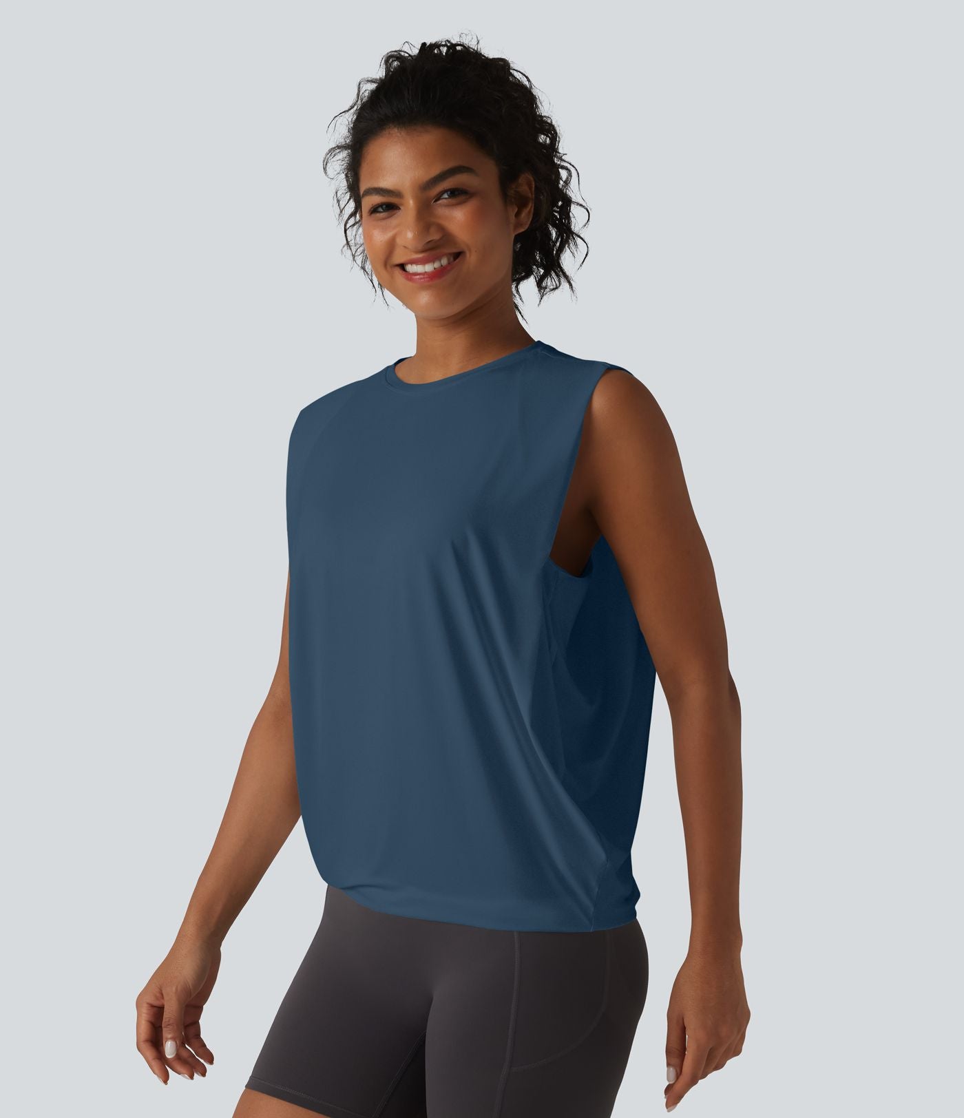 Débardeur de yoga col rond croisé effet frais InstantCool, protection solaire UPF50+