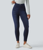 Legging 7/8 casual denim Halara Flex™ gainant taille haute avec poches