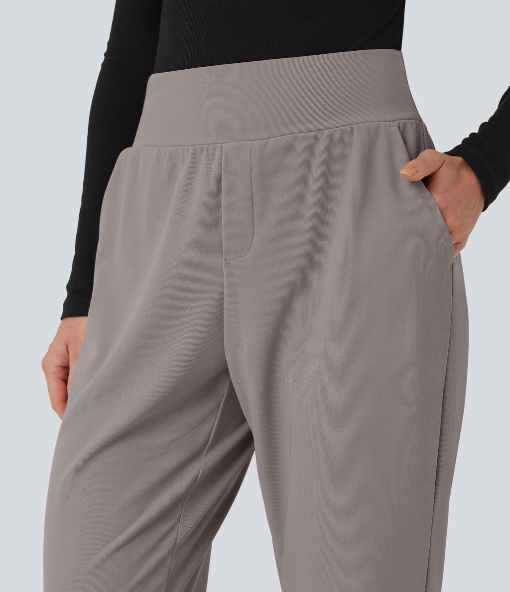 Pantalon tailleur fuselé Halara Flex™ taille mi-haute micro gaufré gainant avec poches