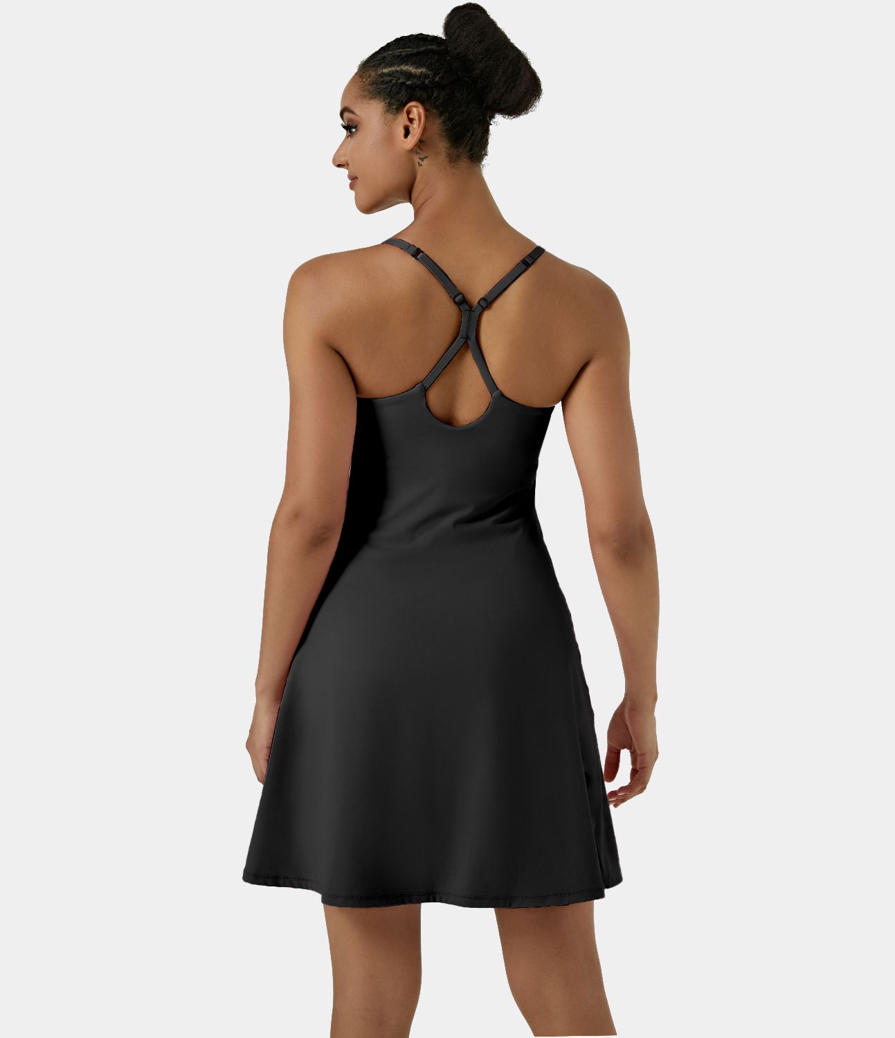 Softlyzero™ Airy Robe Sport de Yoga Plus Longue Dos Nu Découp Bretelles Réglables et Poches