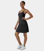 Softlyzero™ Airy Robe Sport de Yoga Plus Longue Dos Nu Découp Bretelles Réglables et Poches