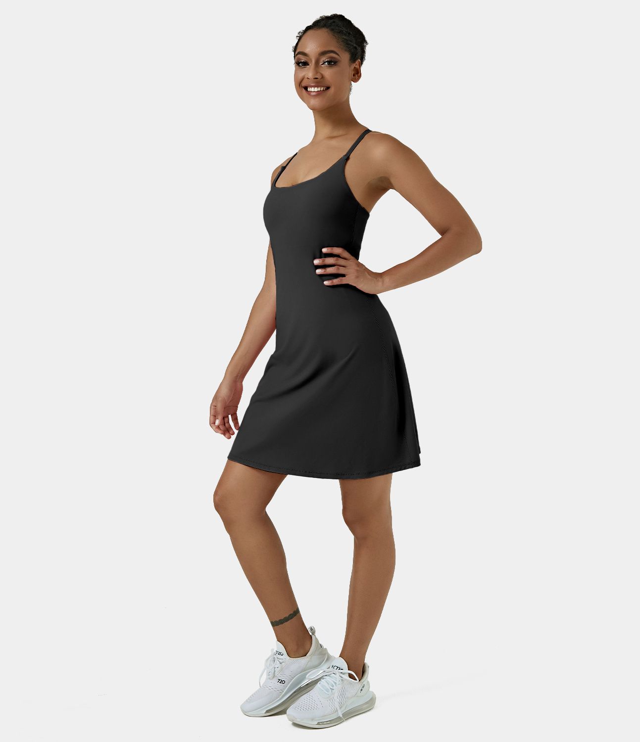 Softlyzero™ Airy Robe Sport de Yoga Plus Longue Dos Nu Découp Bretelles Réglables et Poches