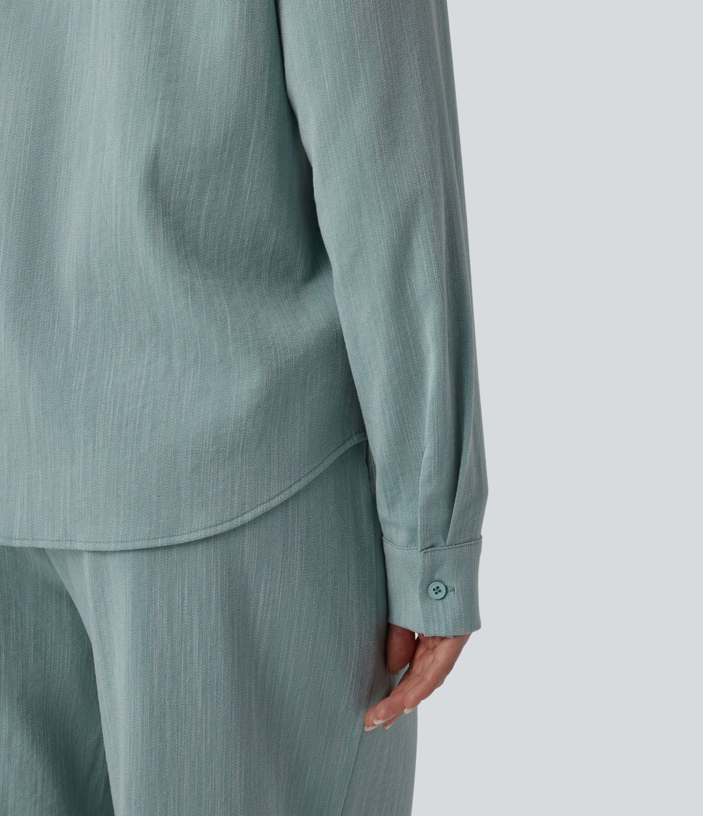 Chemise manches longues aspect lin avec poche