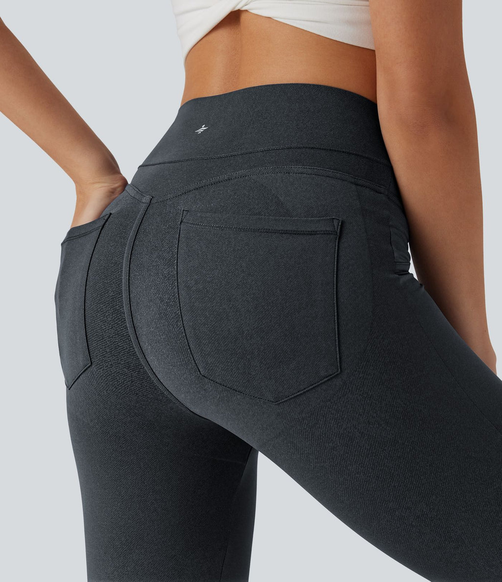 Legging de yoga gainant galbant taille haute imprimé denim avec poches Halara UltraSculpt™
