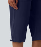 Pantalon décontracté corsaire droit taille mi-haute effet frais InstantCool à séchage rapide, cordon de serrage et poches, protection solaire UPF40+