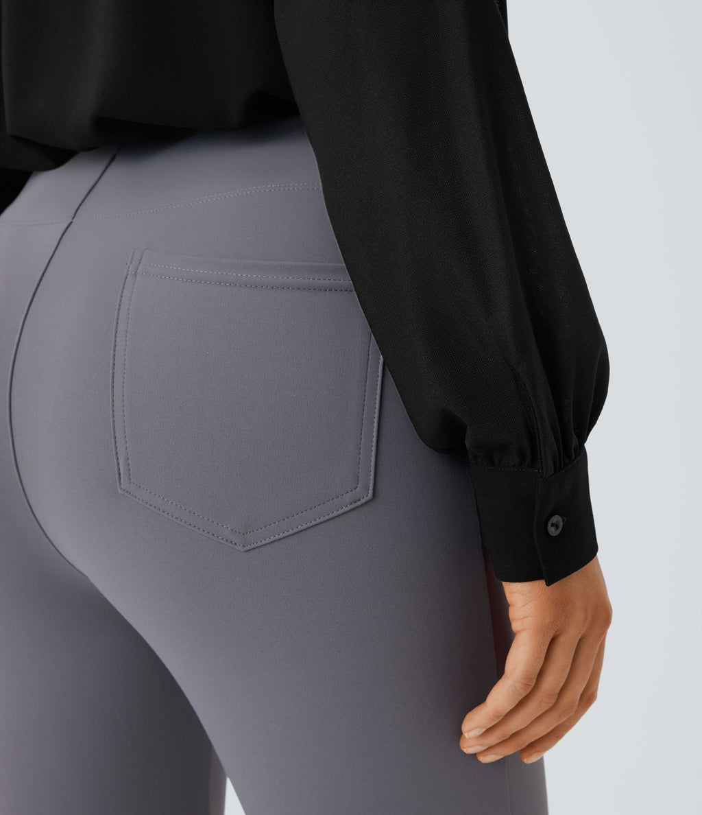 Blouse de travail à col montant avec dos ajouré, manches raglan et empiècements en mesh contrastant