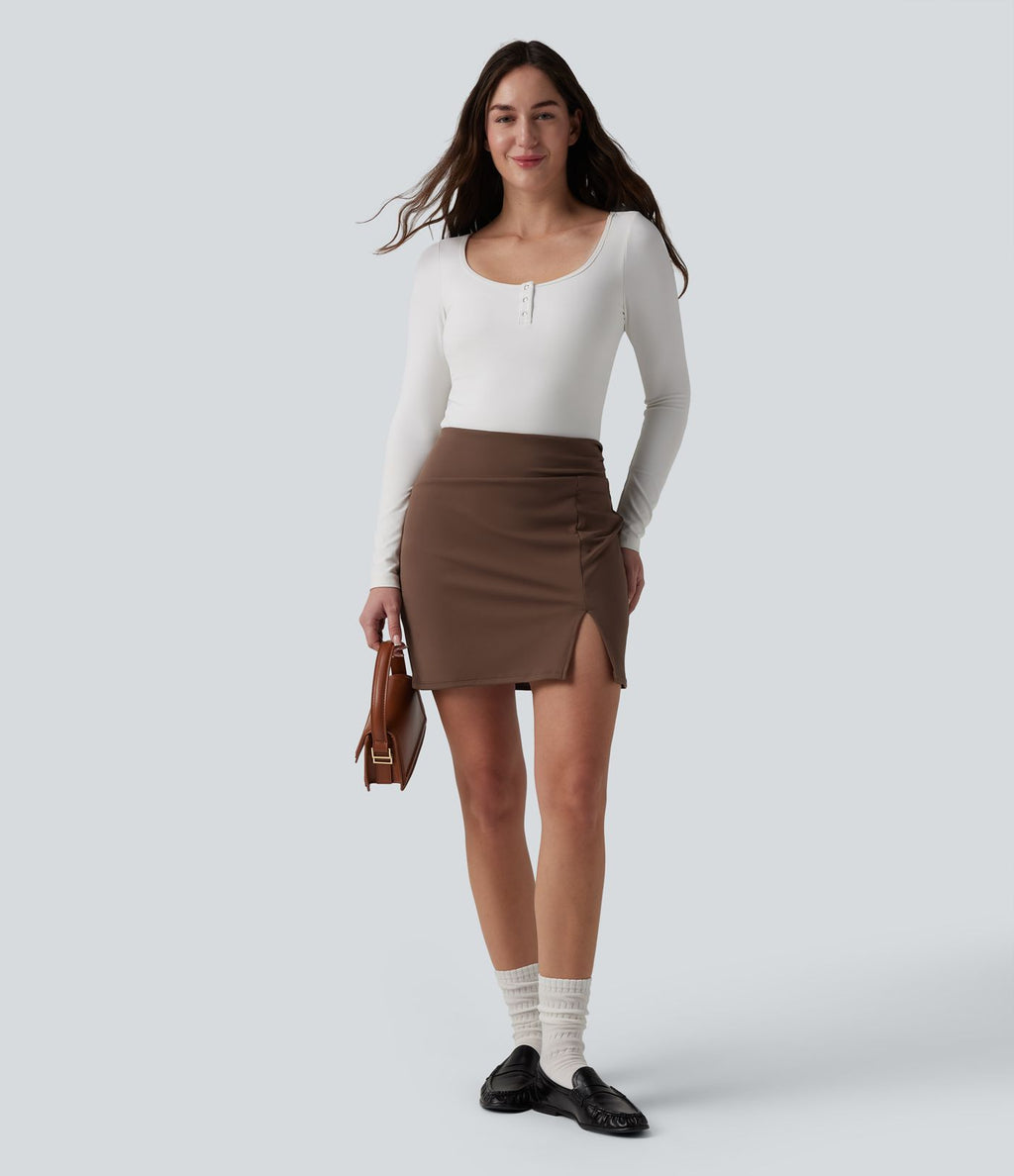 Jupe mini moulante 2-en-1 de travail DayStretch taille haute