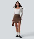 Jupe mini moulante 2-en-1 de travail DayStretch taille haute