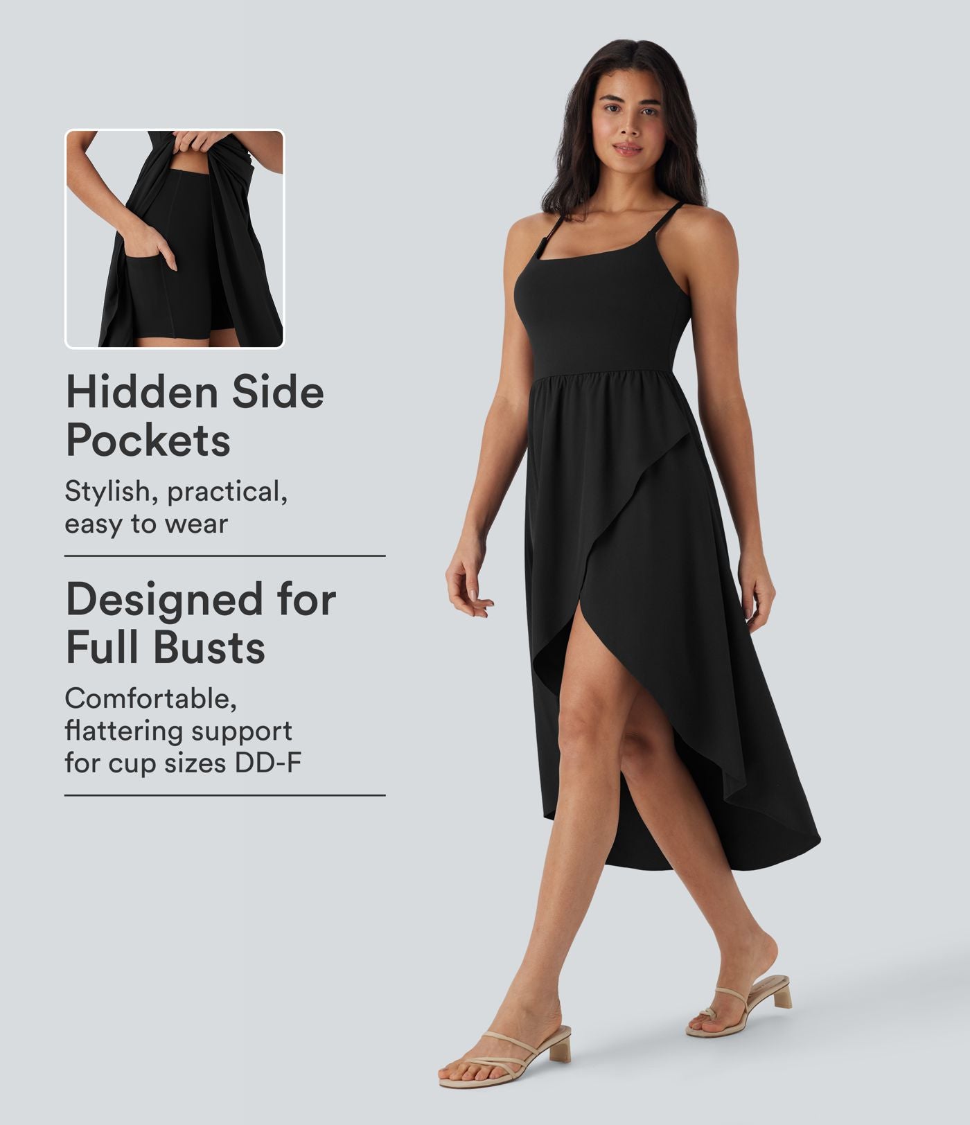 Robe décontractée mi-longue 2-pièces Breezeful™ asymétrique fluide séchage rapide avec poche E-G