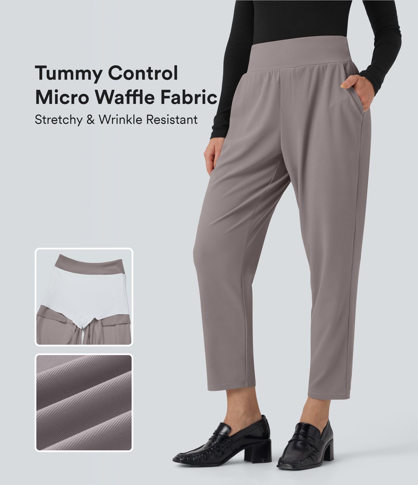 Pantalon tailleur fuselé Halara Flex™ taille mi-haute micro gaufré gainant avec poches