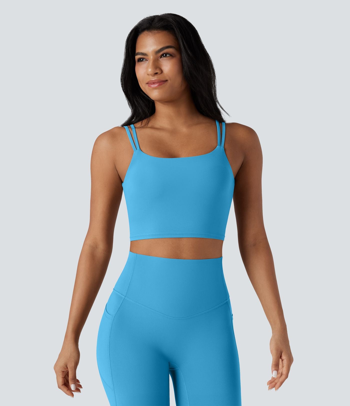 Débardeur yoga court Halara UltraSculpt™ double bretelles torsadé dos nu