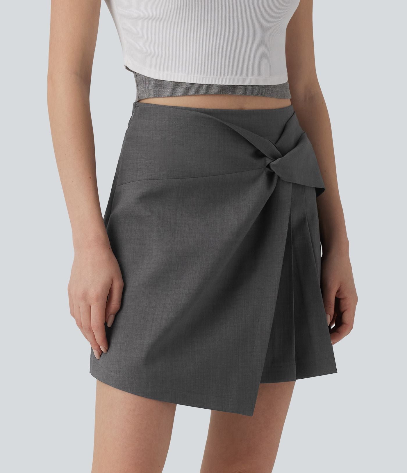 Jupe courte casual 2-en-1 à plis taille haute