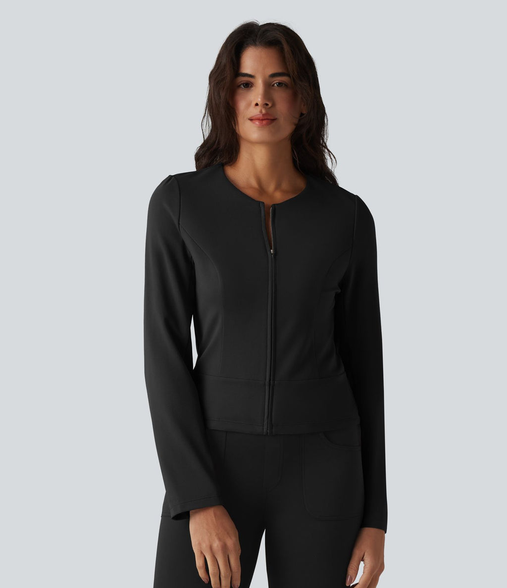Veste tailleur col rond manches longues