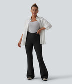 Pantalon évasé décontracté taille haute gainant en V avec poches