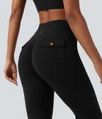 Pantalon évasé d'entraînement gainant froncé taille haute DayStretch avec poches