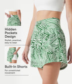 Short 2-en-1 taille haute imprimé plantes tropicales 12,5 cm avec poches
