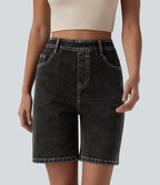 Short en jean Halara Flex™ taille haute décontracté 17,5 cm avec poches