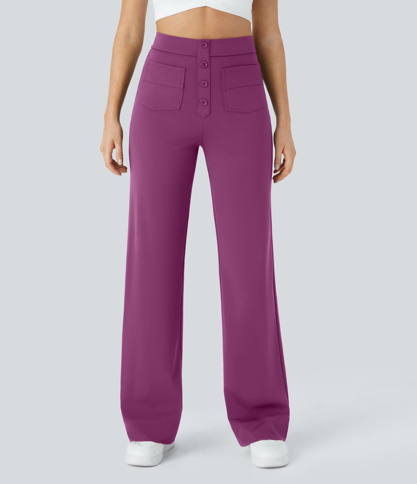 Pantalon taille haute coupe droite DayStretch avec poches