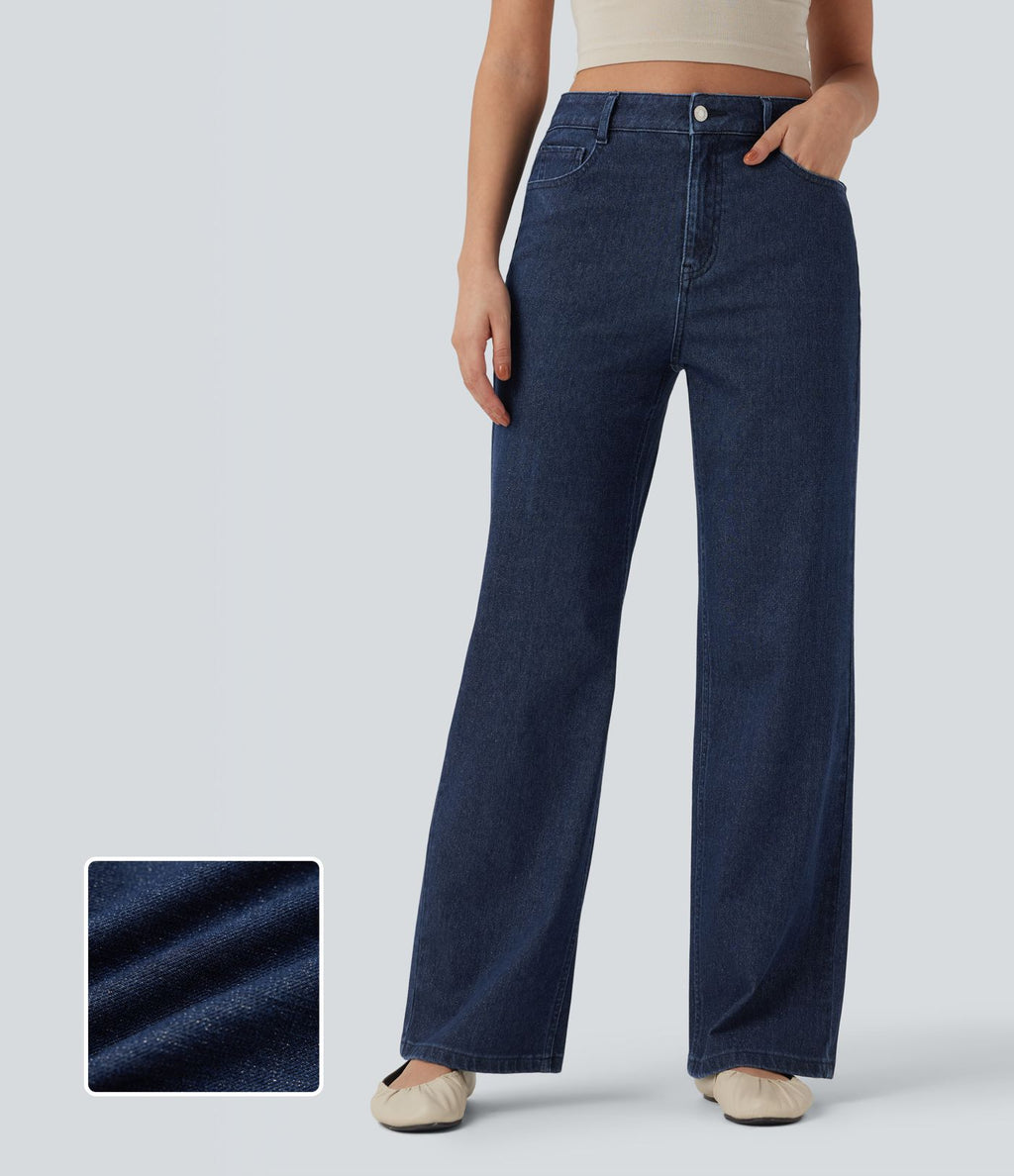 Jean taille haute Halara Flex™ jambes droites, effet sparkle avec poches