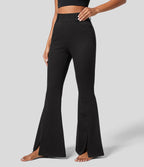 Halara Flex™ Jean Évasé Causal Tricot Extensible Taille Haute avec Poches Latérales Ourlet Fendu
