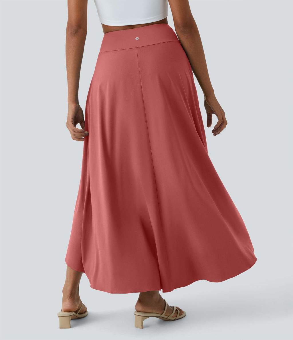 Jupe Longue Casual Breezeful™ Taille Haute à Volants 2en1 Fluide Sèchement Rapide Quotidien Maxi