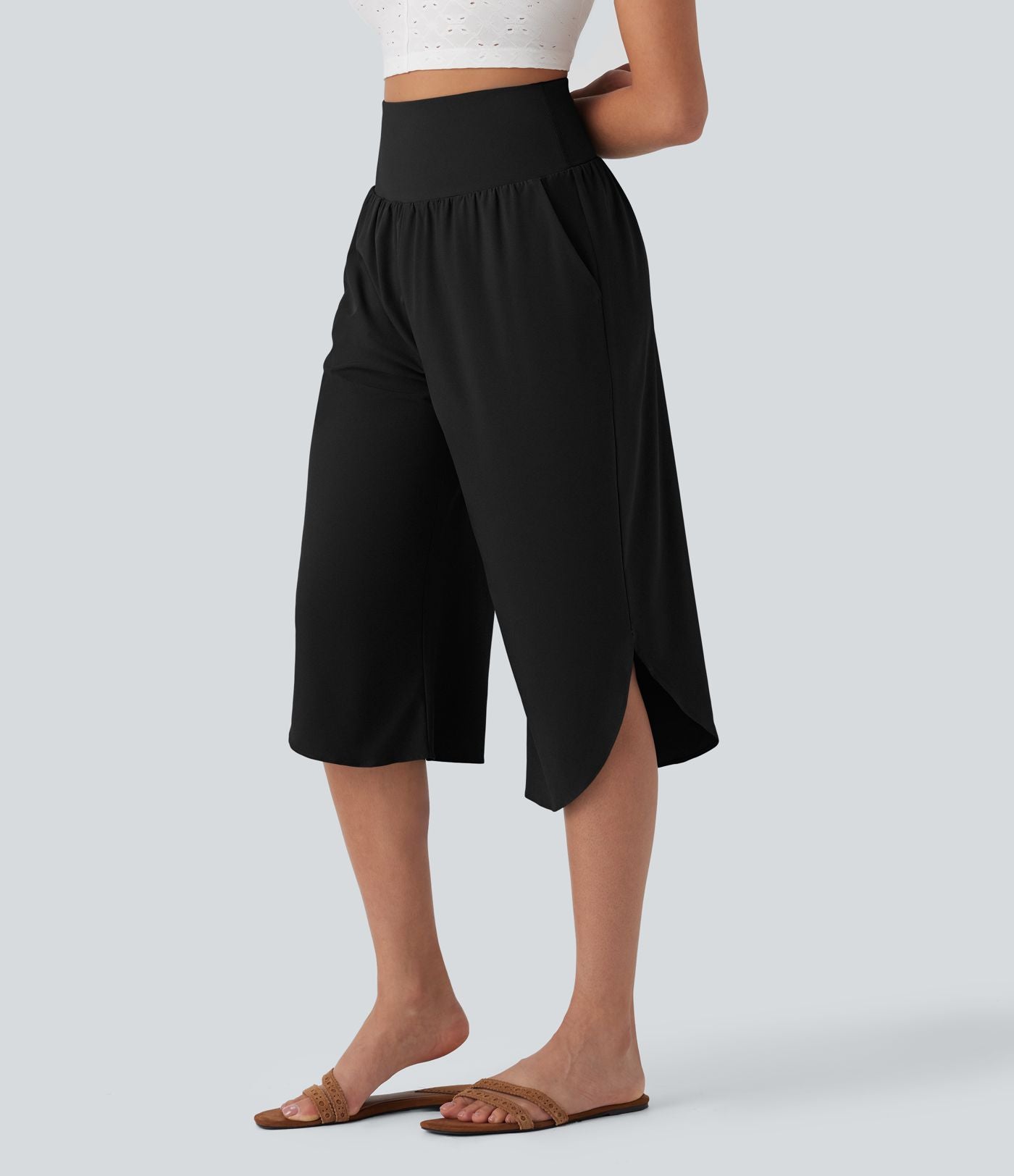 Pantalon corsaire gainant taille haute à ourlet asymétrique et séchage rapide avec poches Breezeful™