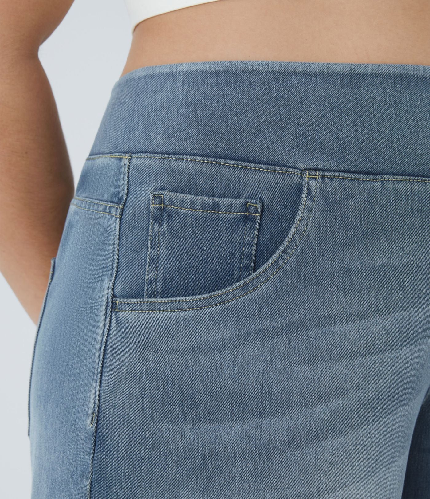 Halara Flex™ Jeans Larges Casual Taille Haute Multiples Poches Lavés Élastiques et Tricotés Grande Taille