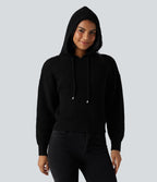 Pull à capuche cordon de serrage manches longues