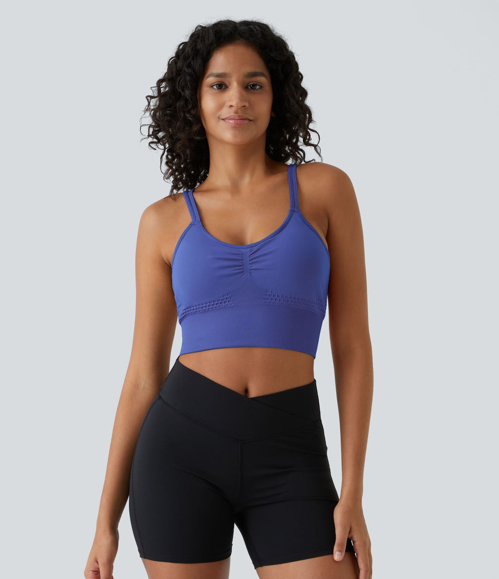 Brassière de sport maintien léger bretelles froncées doubles bonnets A-D OneForm Seamless Flow