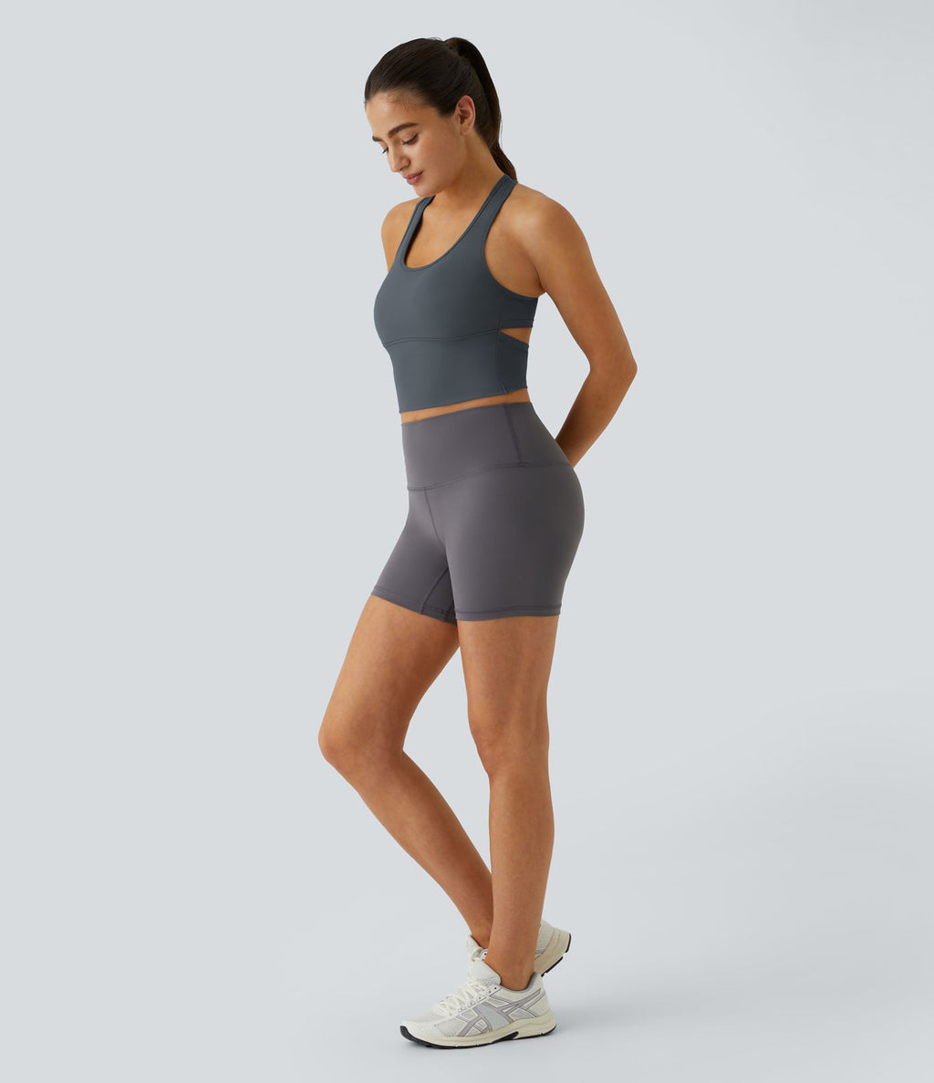 Softlyzero™ Plush Plus Débardeur Yoga Crop à Col U Plongeant Dos Nu Dos Nageur Découpé - UPF50+