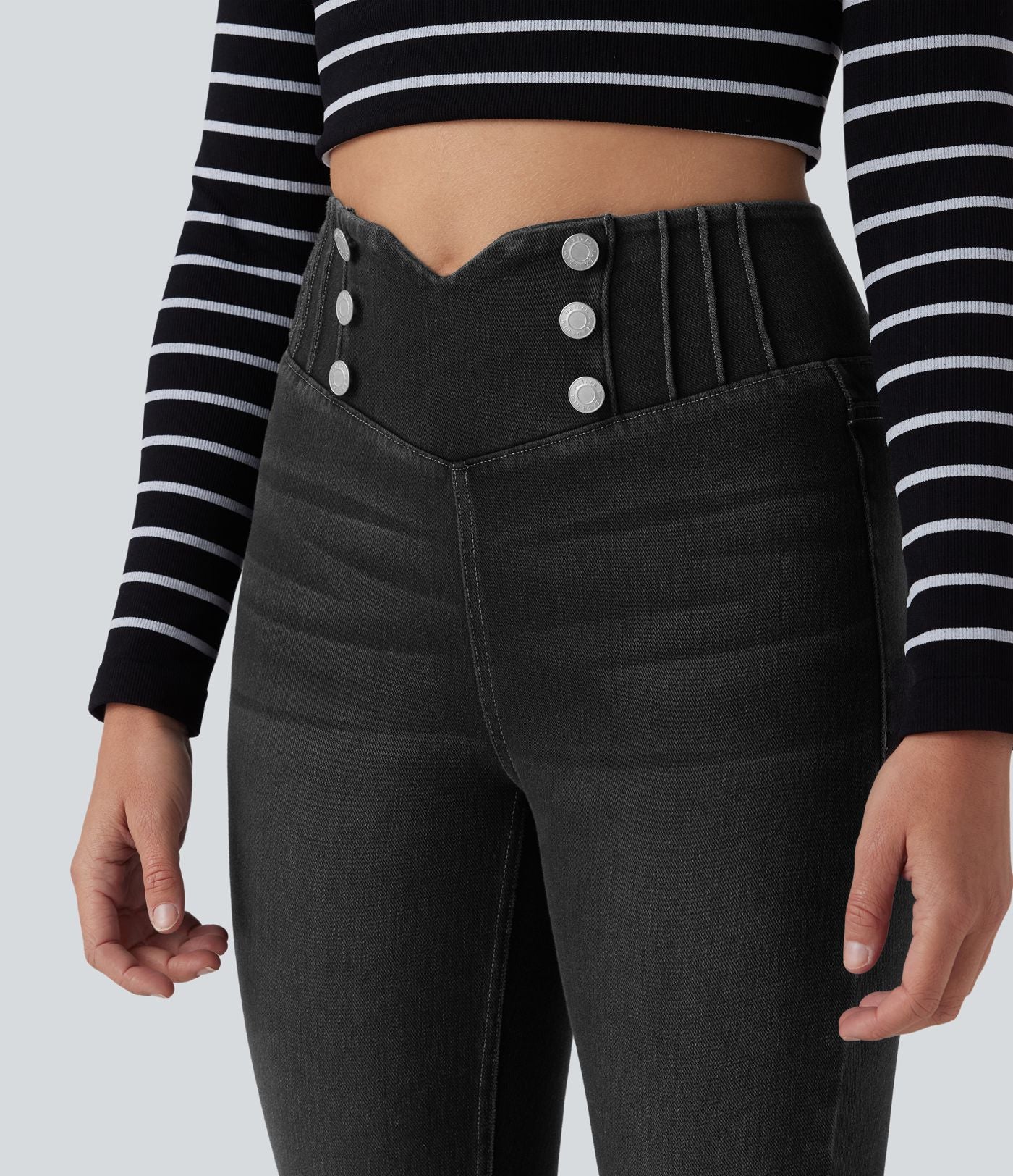Legging 7/8 skinny en denim Halara Flex™ taille haute gainant avec poches