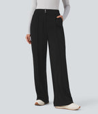Pantalon tailleur droit taille haute avec poches