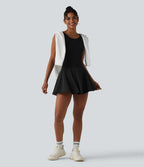 Barboteuse de yoga dos nu sans manches en mesh respirant avec jupe amovible et poches – Easy Peasy