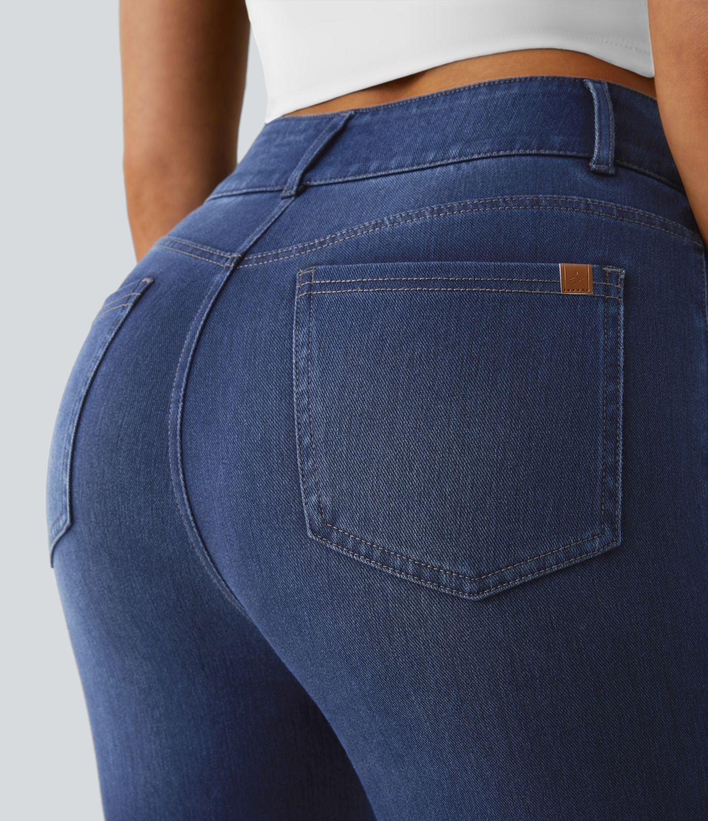 Halara Flex™ Jean skinny Casual Taille Haute Fermeture Éclair Boutonnés Plusieurs Poches Tricot Extensible