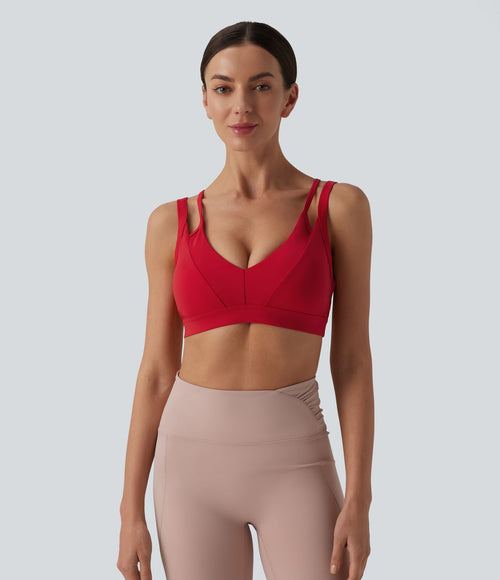 Brassière de sport SoftlyZero™ Airy yoga dos nu à double bretelles maintien léger effet frais InstantCool, protection solaire UPF50+