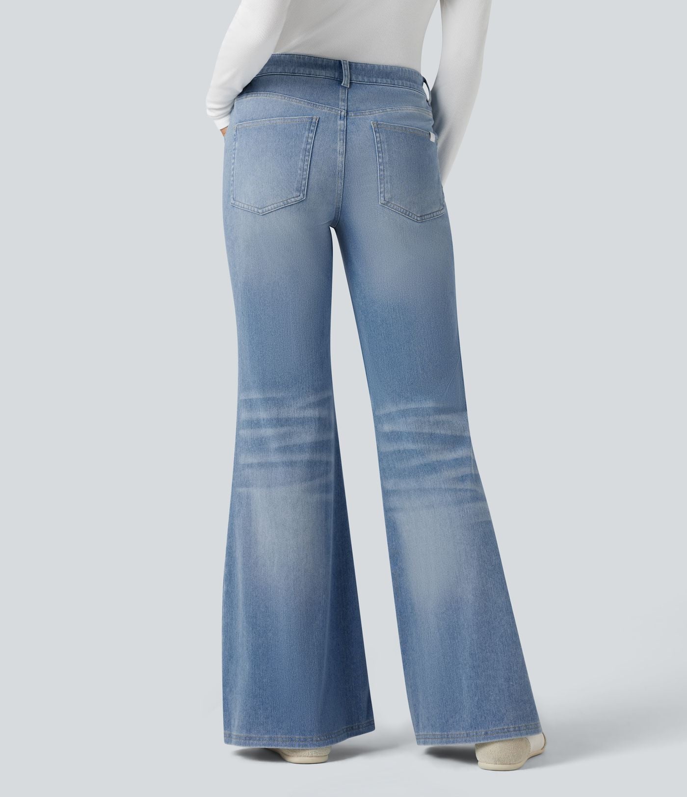 Halara Flex™ Jean évasé décontracté délavé taille basse avec poches