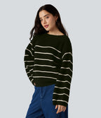 Pull tailleur rayé col bateau manches longues