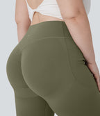 Pantalon de yoga à coupe bootcut gainant galbant taille haute grande taille avec effet scrunch et poches Halara UltraSculpt™