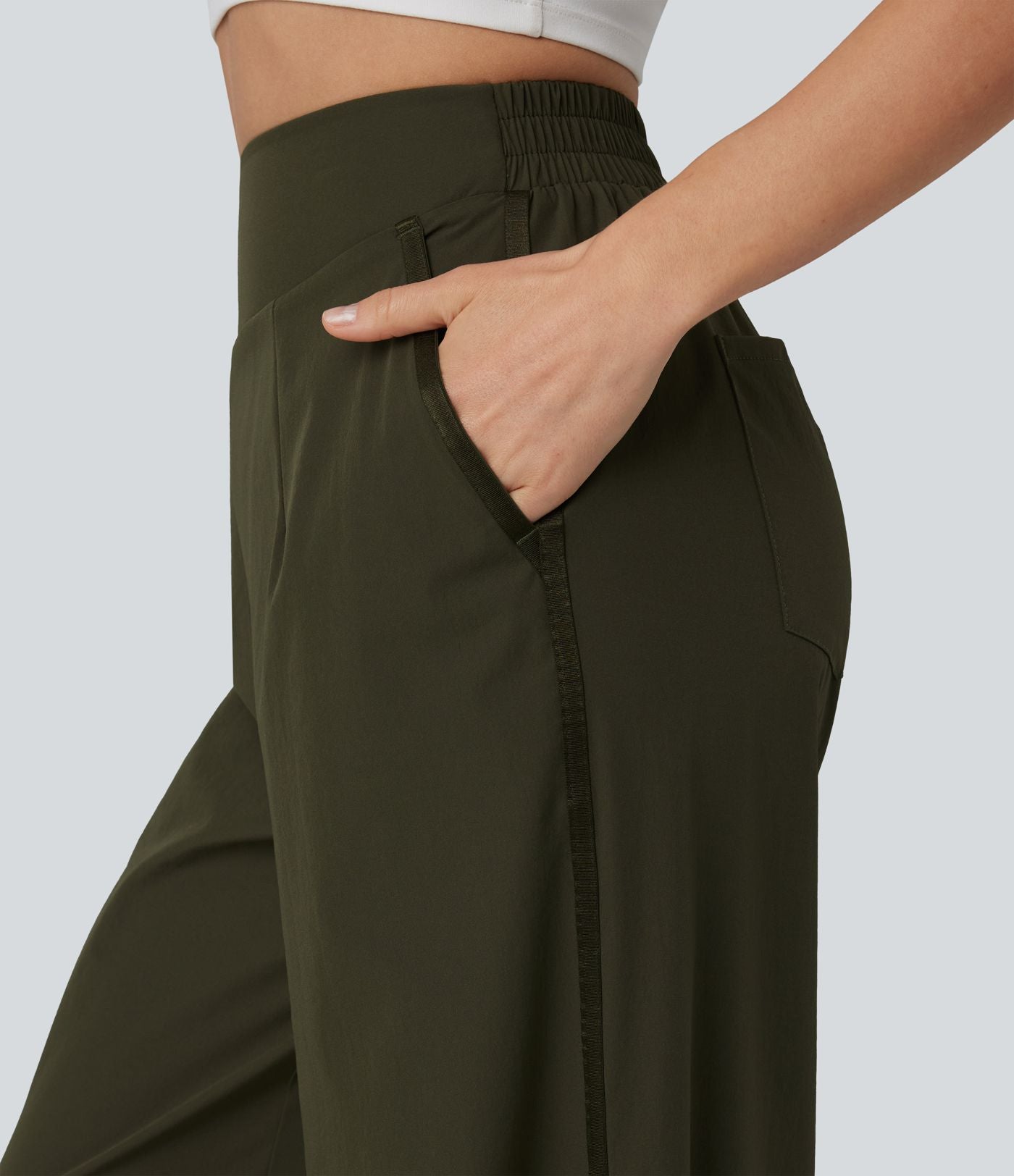 Pantalon large taille haute avec poches