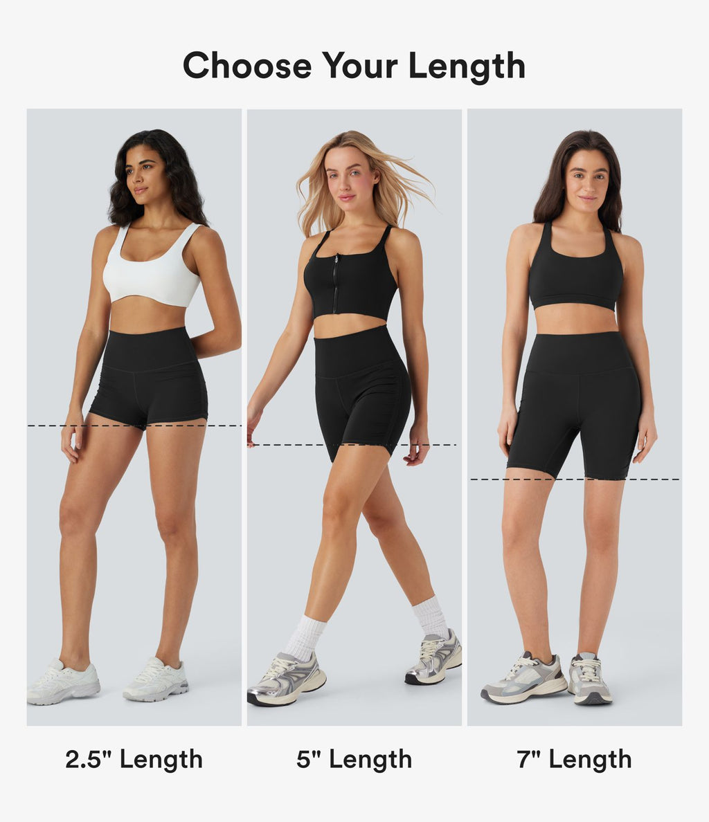 Short cycliste 12,5 cm de course gainant taille haute avec fronces et séchage rapide SoftlyZero™