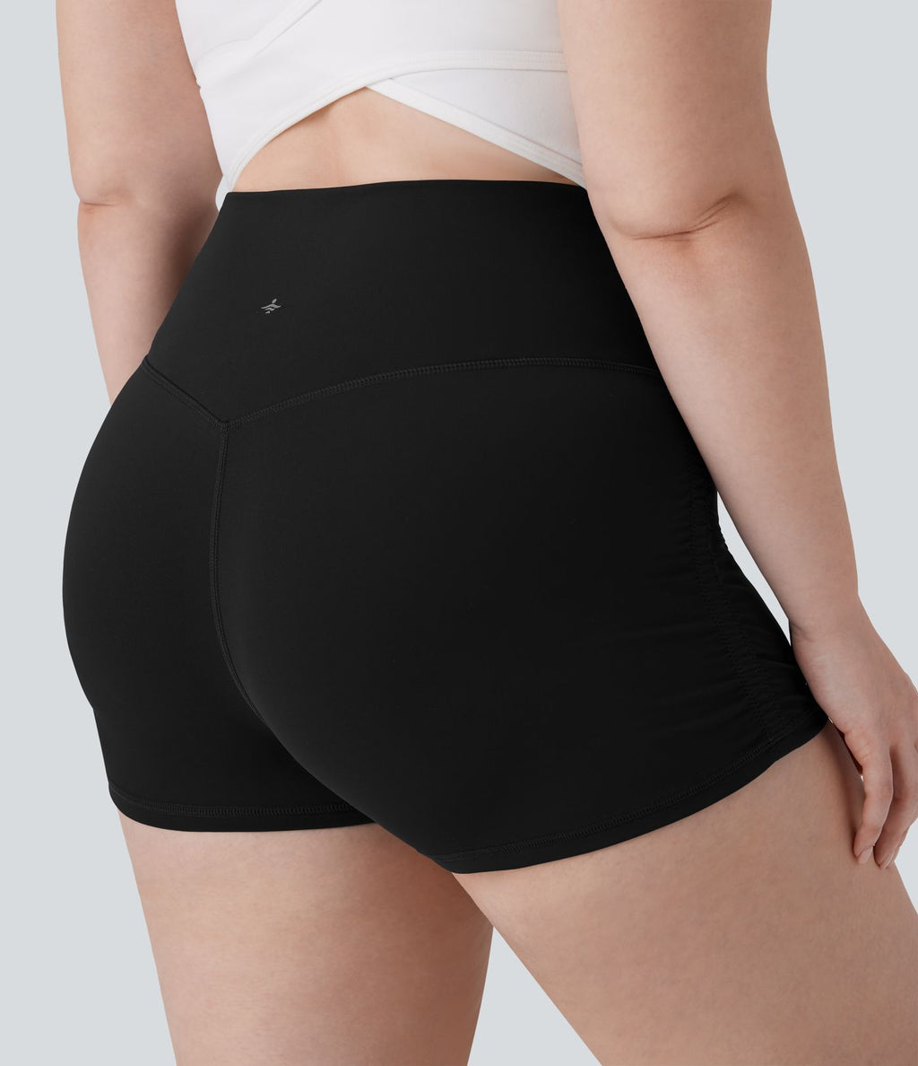 Short cycliste 6 cm de course gainant taille haute grande taille avec fronces et séchage rapide SoftlyZero™