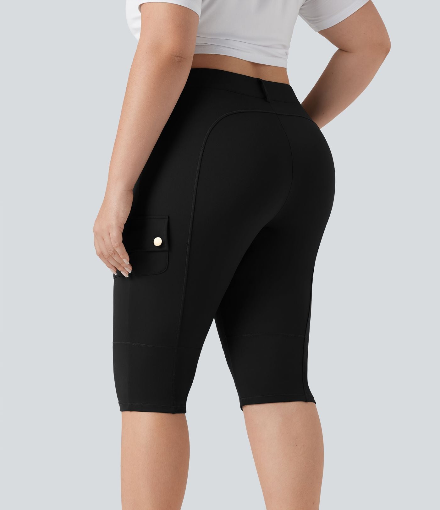 Pantalon cargo grande taille pedal pusher ajusté taille haute DayStretch avec poches